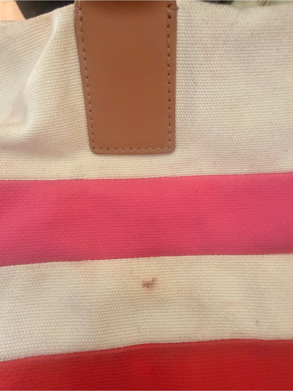 Tory Burch Dipped Beach Tote Natural Poppy Red Fiesta Canvas Leather Bag - Picture 11 of 13